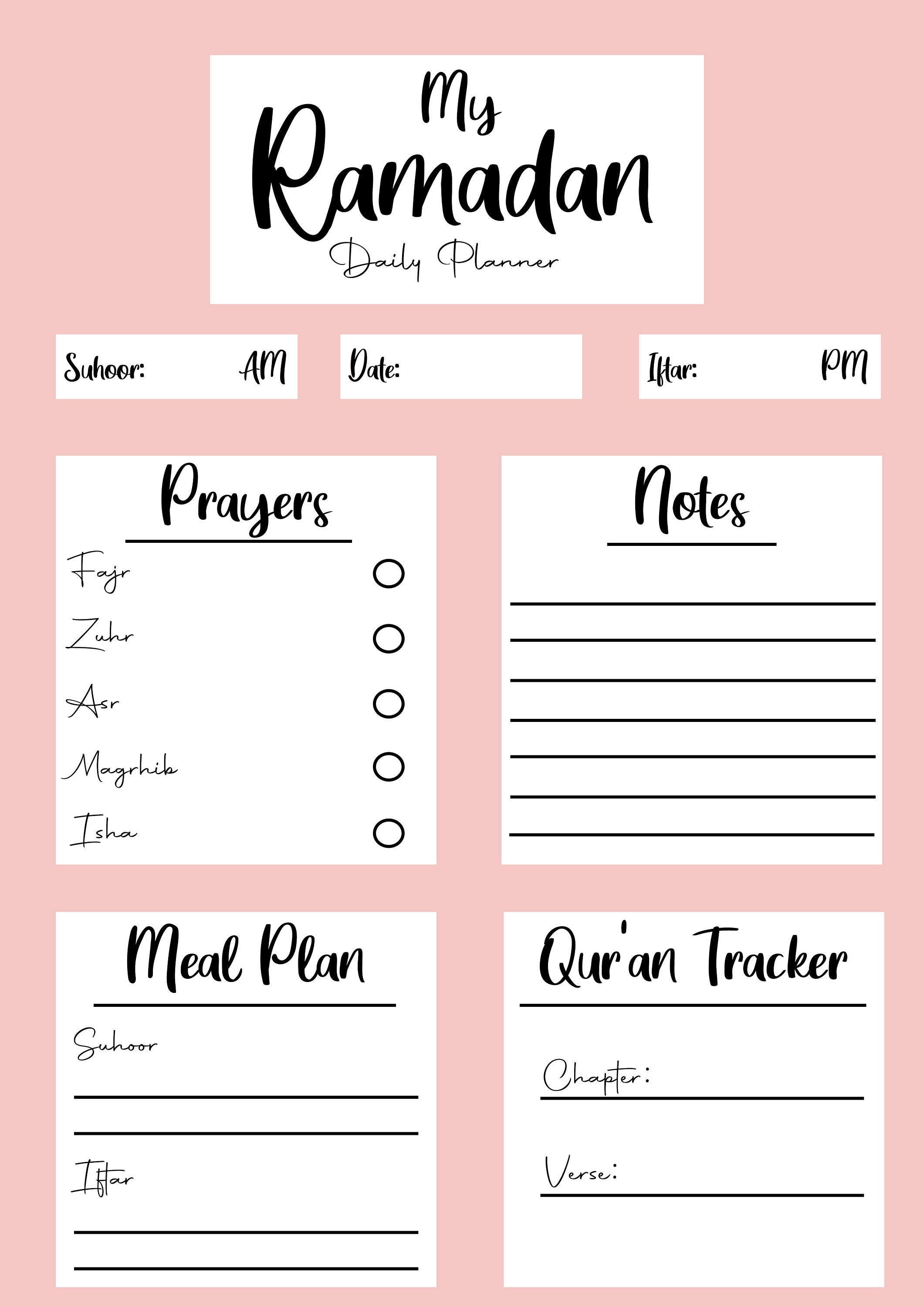 Printable Ramadan Daily Planner/Day Planner PDF A4 Size Etsy