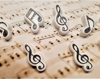 Musical Notes, 8 Small soaps, Black and White soaps, Guest Soap, Novelty Soap, Musk and Vanilla Scented soap, Bathroom Décor, Gift for Him.