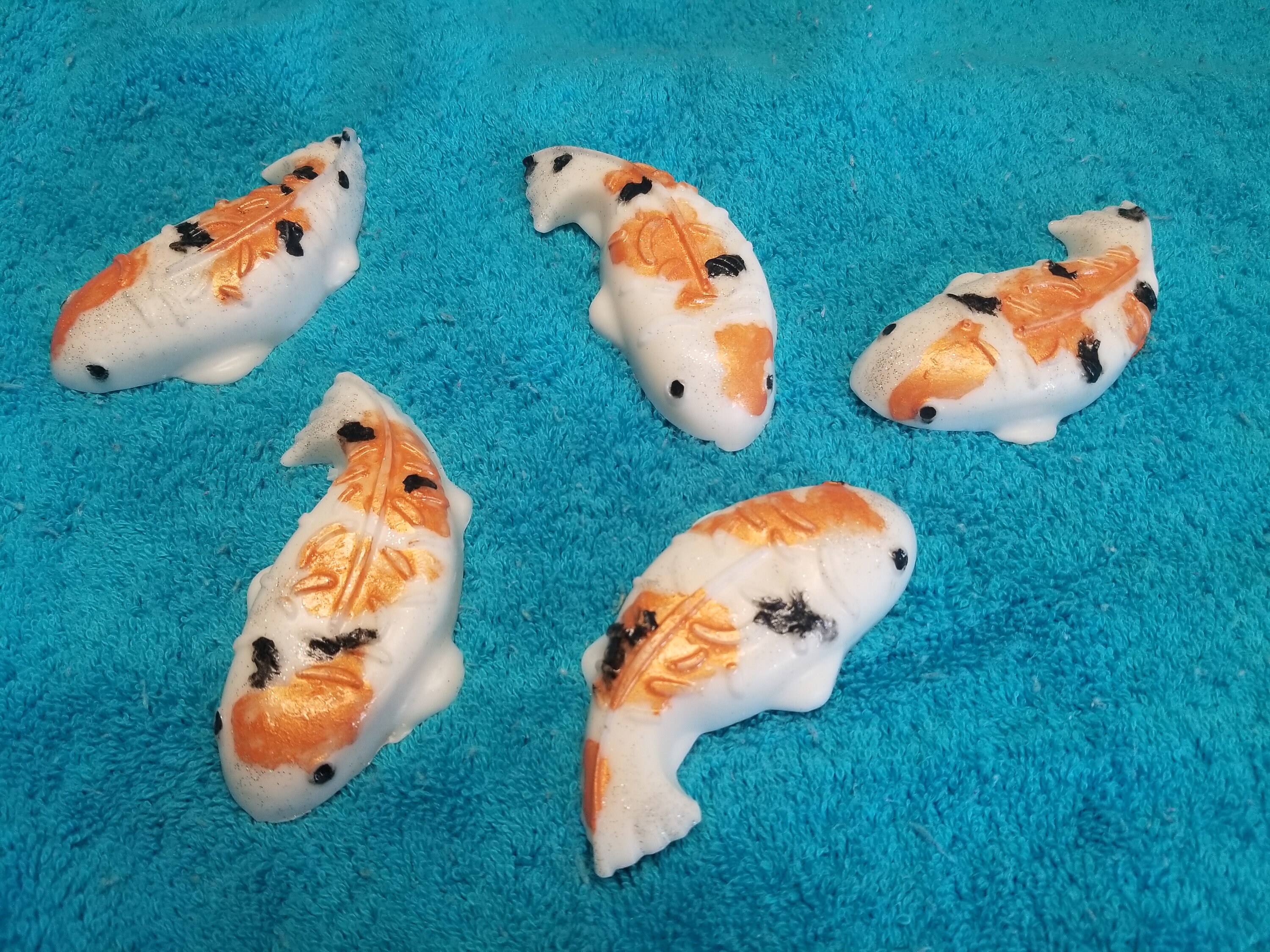 KOI FISH soaps, 5 Guest Soap, Novelty Soap, Lavender Breeze Scented, bathroom decoration, Gift idea.