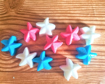 Holiday soaps, 10 Star Soaps, Small soaps, Guest Soap, Novelty Soap, Scented Soaps, glitter soap, Colorful soaps.