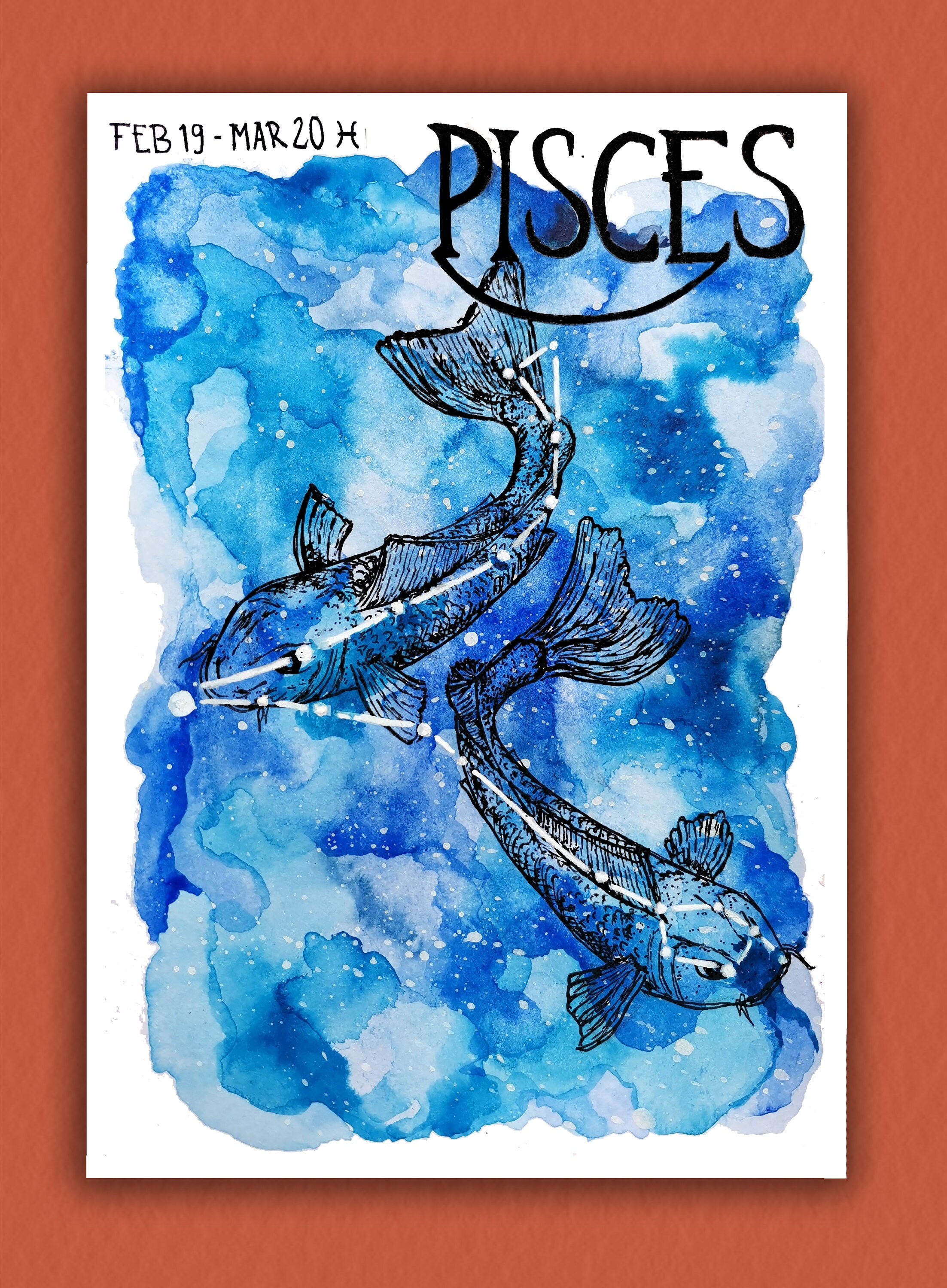 PISCIS Zodiac Astrología Arte Print Carta del Tarot Etsy