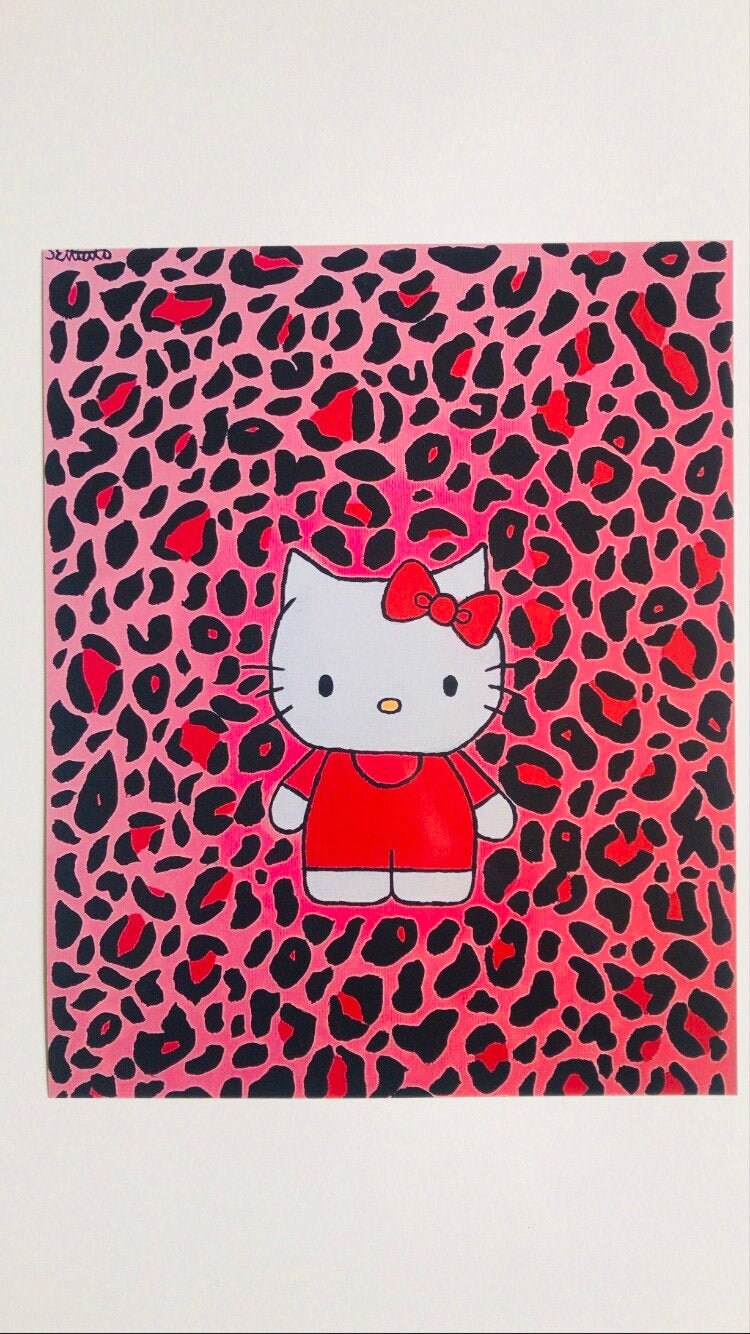 Pink Leopard Print Hello Kitty Print 8x10inches Glossy Etsy