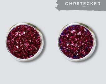 Ohrstecker Glitzer Rot Bordeaux // Ohrring Kristall // Ohrring Glitzer Rot // Geschenk Mädchen, Freundin