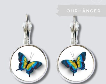 Ohrringe mit wunderschönem, blauen Schmetterling für Kinder