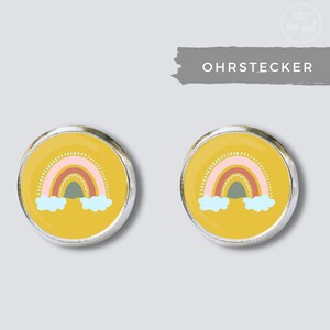 Rainbow stud earrings in yellow, Okka - Great stud earrings for children as a gift for birthdays, Easter, school enrollment, etc.