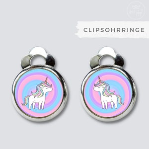 Unicorn ear clips // Unicorn children's earrings // Ear clips without ear hole // Gift for girls