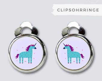 Clipsohrringe Einhorn // Ohrclips Einhorn // Ohrring ohne Ohrloch Einhorn // Weihnachtsgeschenk Mädchen Einhorn