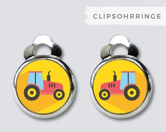 Clipsohrringe/Ohrclips rotem Traktor/Trecker - Ein tolles Geschenk zum Geburtstag, zum Nikolaus, Weihnachten etc.