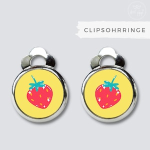 Ohrclips Erdbeere // Ohrringe ohne Ohrloch Erdbeeren // Geschenk für Mädchen Sommer // Ohrringe Erdbeeren