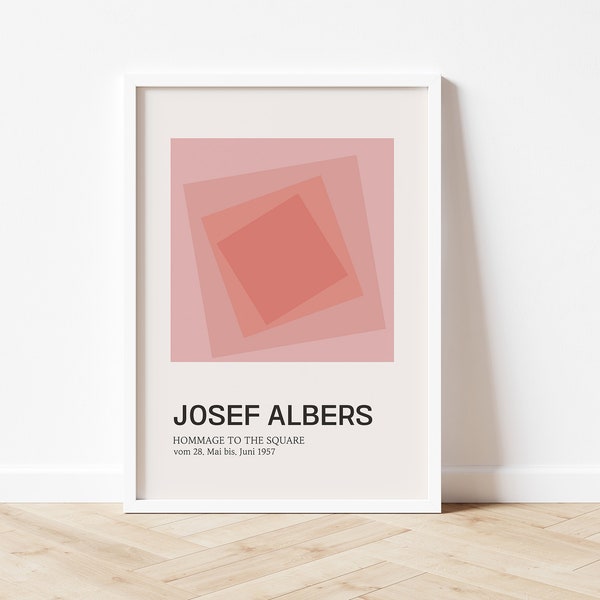 Josef Albers Exhibition Poster, Josef Albers Art Print, Bauhaus Poster, Albers Pink, Printable Poster, Minimalist Print - Digital Download