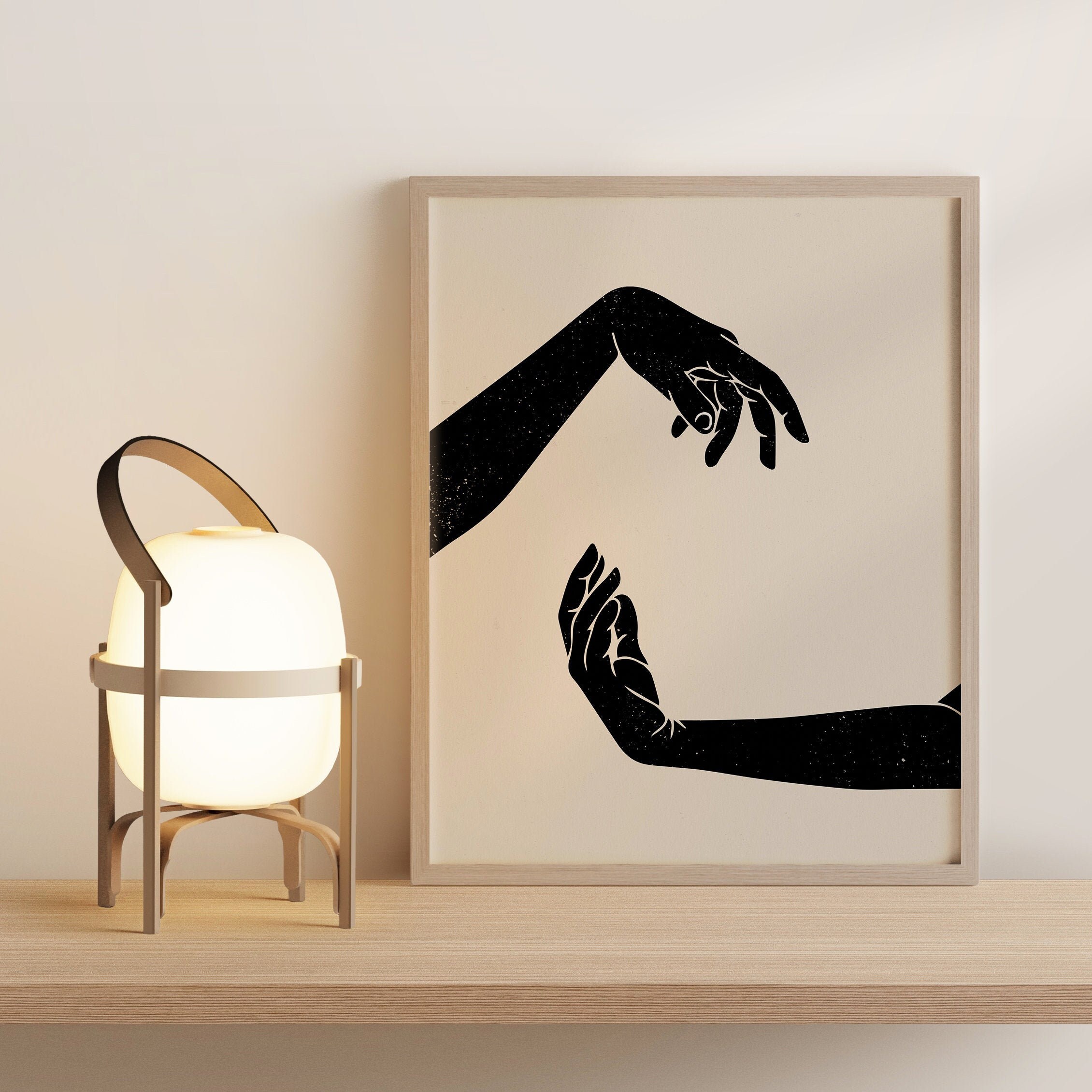 Two Hand Printable Wall Art. A Wood Block Style Illustration - Etsy