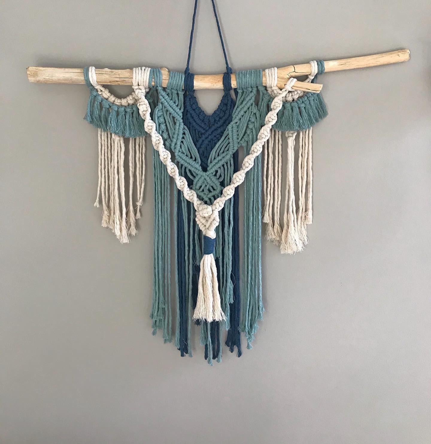 Large MultiColour Macrame Wall Hanging on Driftwood Etsy
