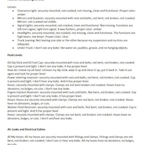 CDL Class A - Pre-Trip Outside Inspection Script