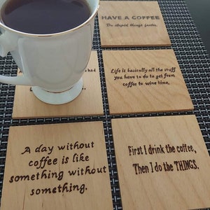 Pyrografie houten onderzetter set van 5 (10cmx10cm)