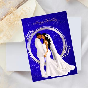 Feliz aniversario de bodas, boda afroamericana, tarjetas de boda, tarjetas de felicitación, matrimonio, bodas, aniversario, ocasión especial,