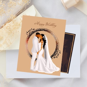 Casamento feliz, Cartões de casamento para casais, Cartão de casamento para noiva, Casamento afro-americano, Ocasião especial, Cartões de chá de panela, O noivo
