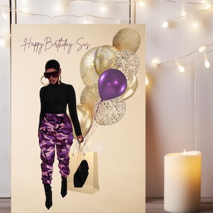 Cartões de feliz aniversário, cartões afro-americanos, mulheres, irmã para irmã, amigos, inspirador, feliz aniversário, presente,