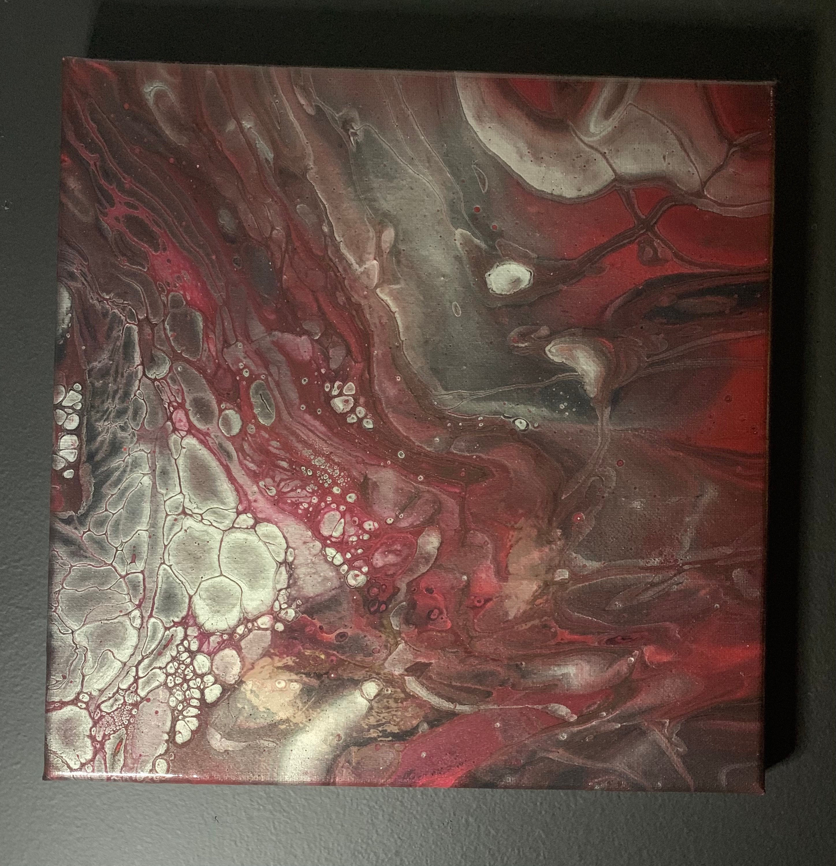 10x10 Dark Red Black Silver painting Etsy