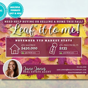 Real Estate Postcard, Thanksgiving Real Estate Postcard, Realtor Farming Card, Real estate marketing, Editable, Canva, Download