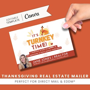 Kant-en-klare onroerend goed ansichtkaart, Thanksgiving ansichtkaart, herfst onroerend goed ansichtkaart, onroerend goed mailer, onroerend goed marketing, EDDM