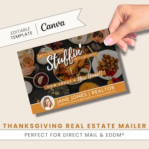 Thanksgiving Real Estate Mailer: &#39;Let&#39;s Give Them Stuffin&#39; (Canva Template)