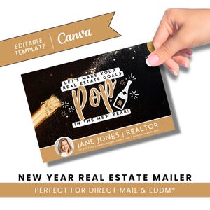 Cartão postal de férias do setor imobiliário | Cartão de Ano Novo do setor imobiliário | EDDM | Cartão de Ano Novo do Corretor de Imóveis | Marketing Imobiliário | Modelo Canva