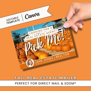 Pick Me Mailer | Real Estate Fall Postcards | Real Estate EDDM | Realtor Farming Card | Real Estate Marketing | Editable | Canva Template
