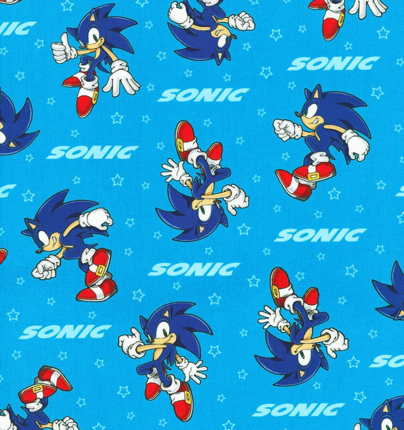 Sonic the Hedgehog Printed Cotton Fabric By The Yard Etsy