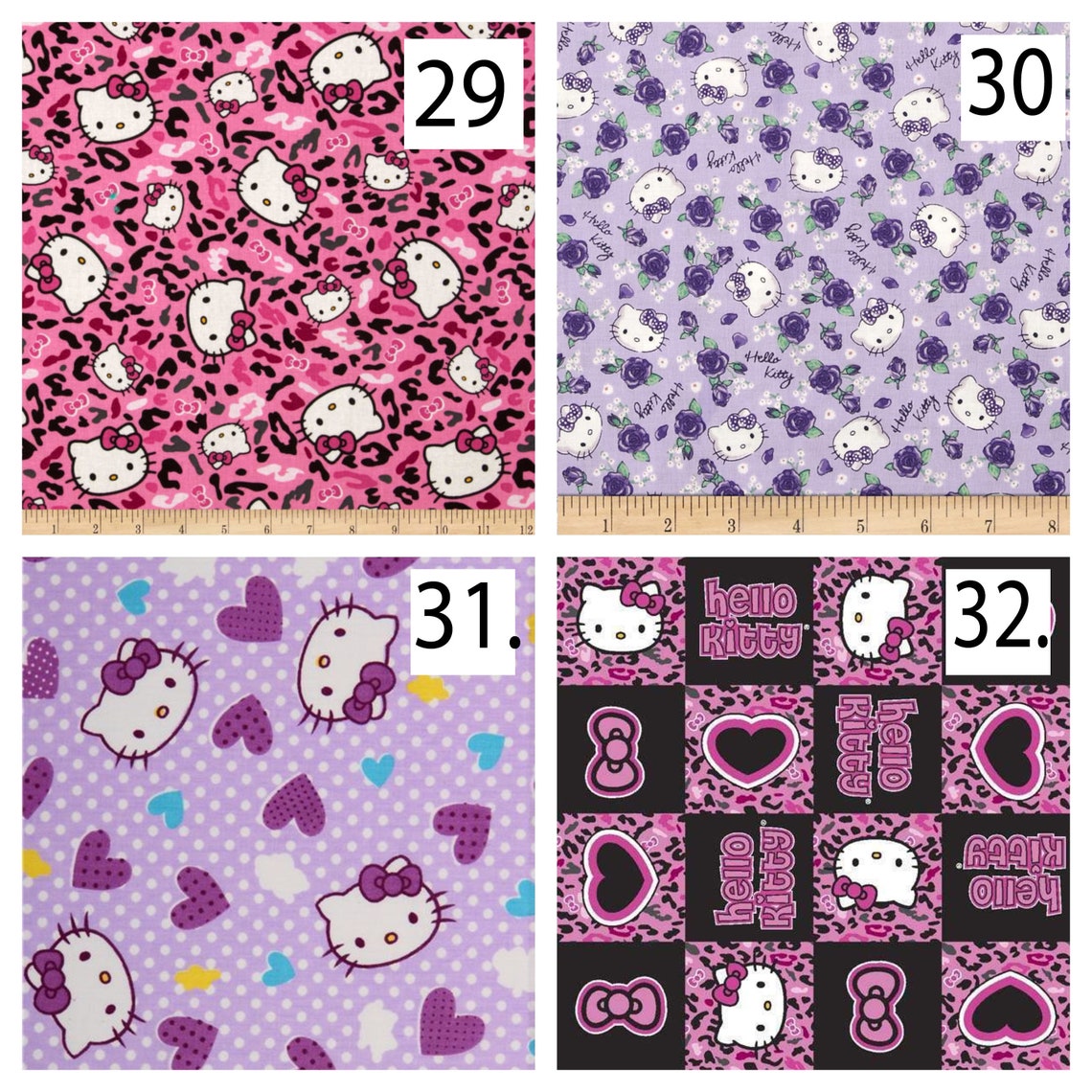 Hello Kitty Printed Cotton Fabric By The Yard Etsy