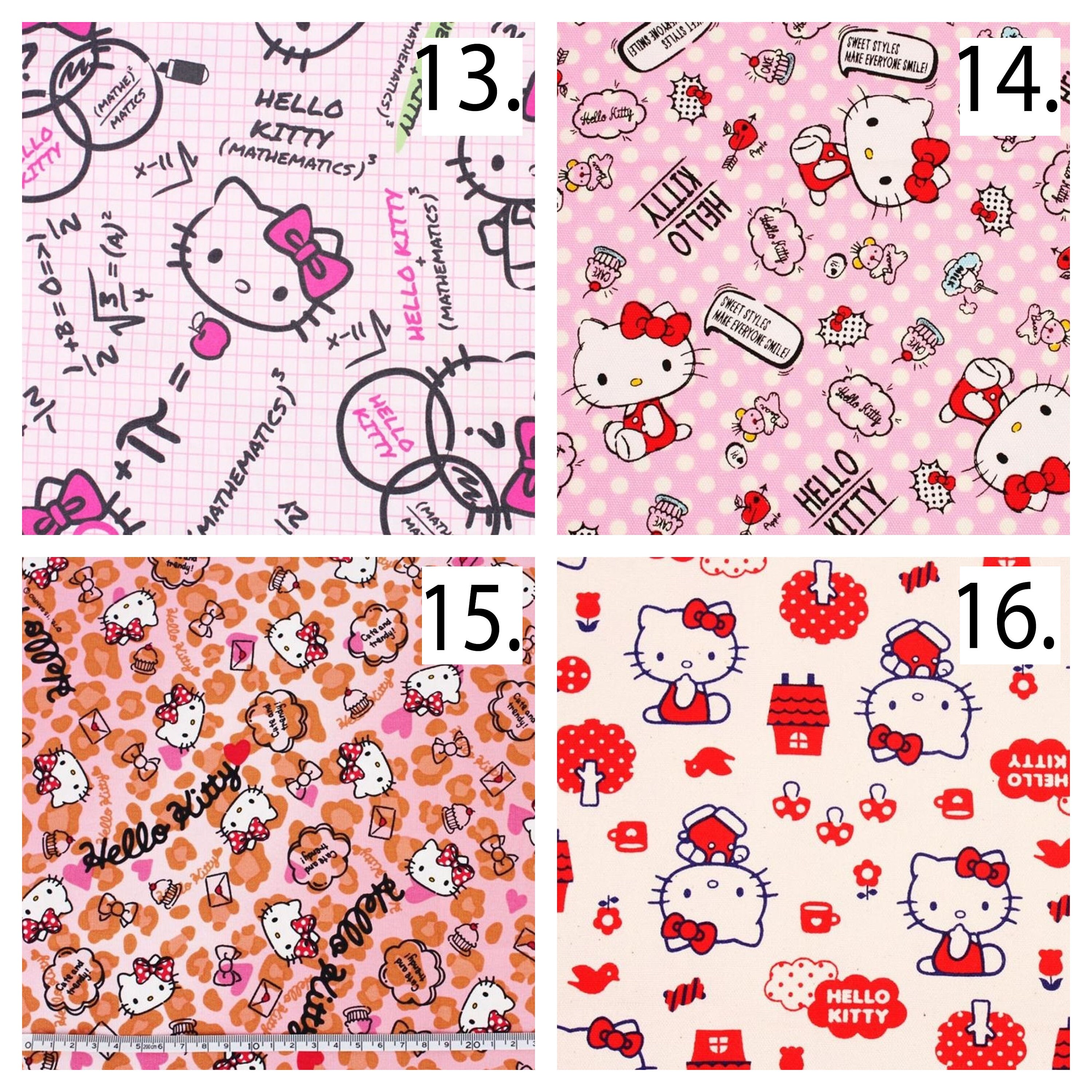 Hello Kitty Printed Cotton Fabric By The Yard Etsy