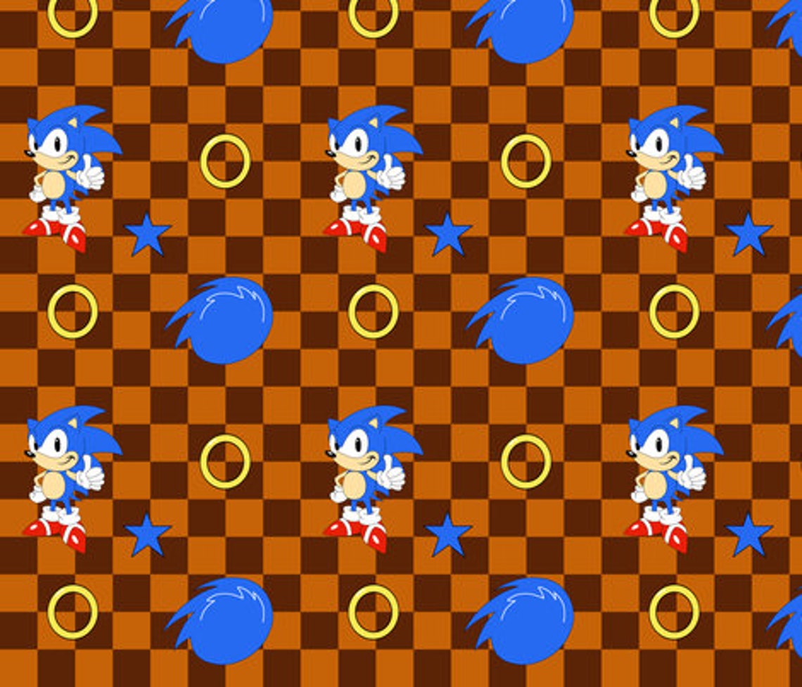 Sonic the Hedgehog Printed Cotton Fabric By The Yard Etsy