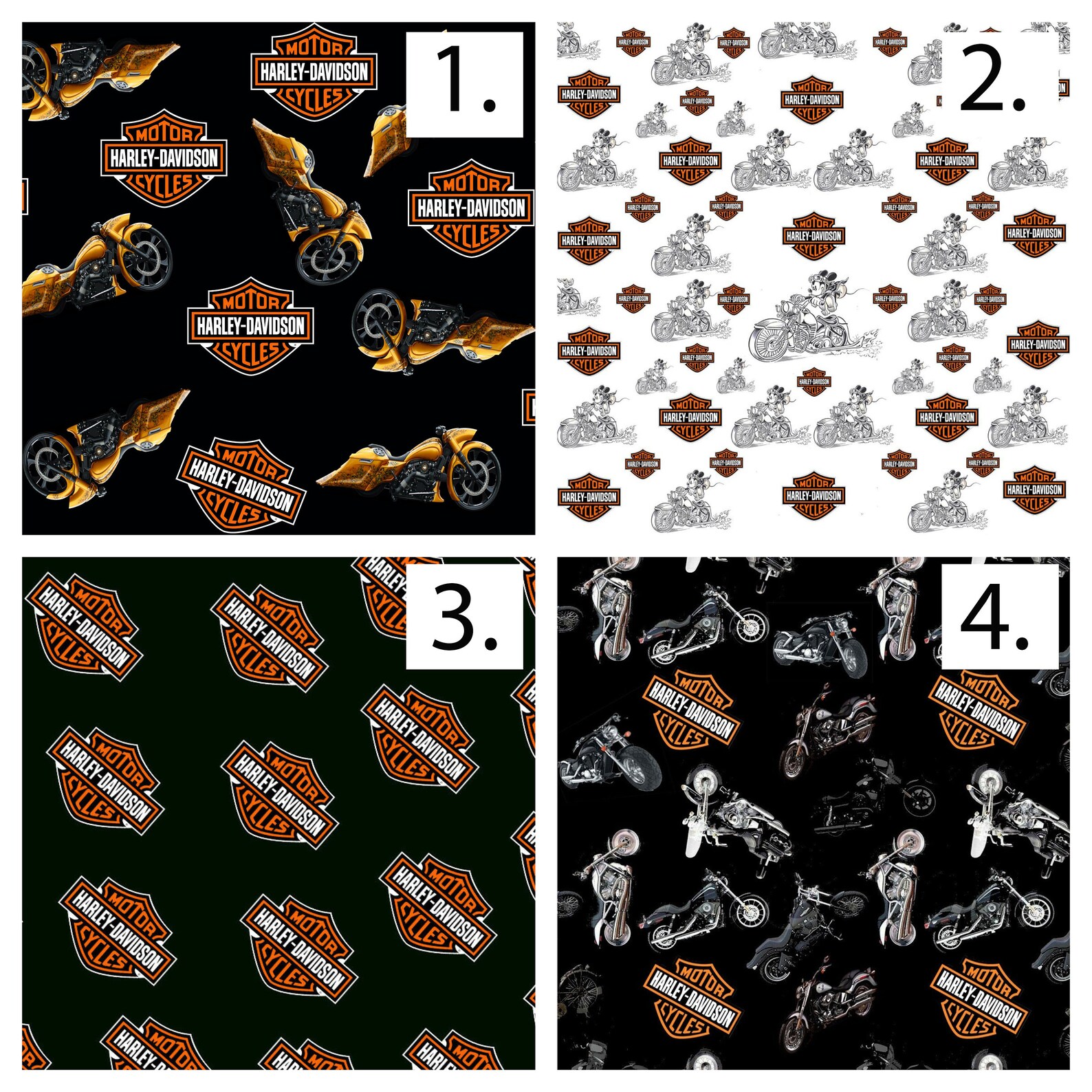 Harley Davidson Printed Cotton Fabric By The Yard Etsy