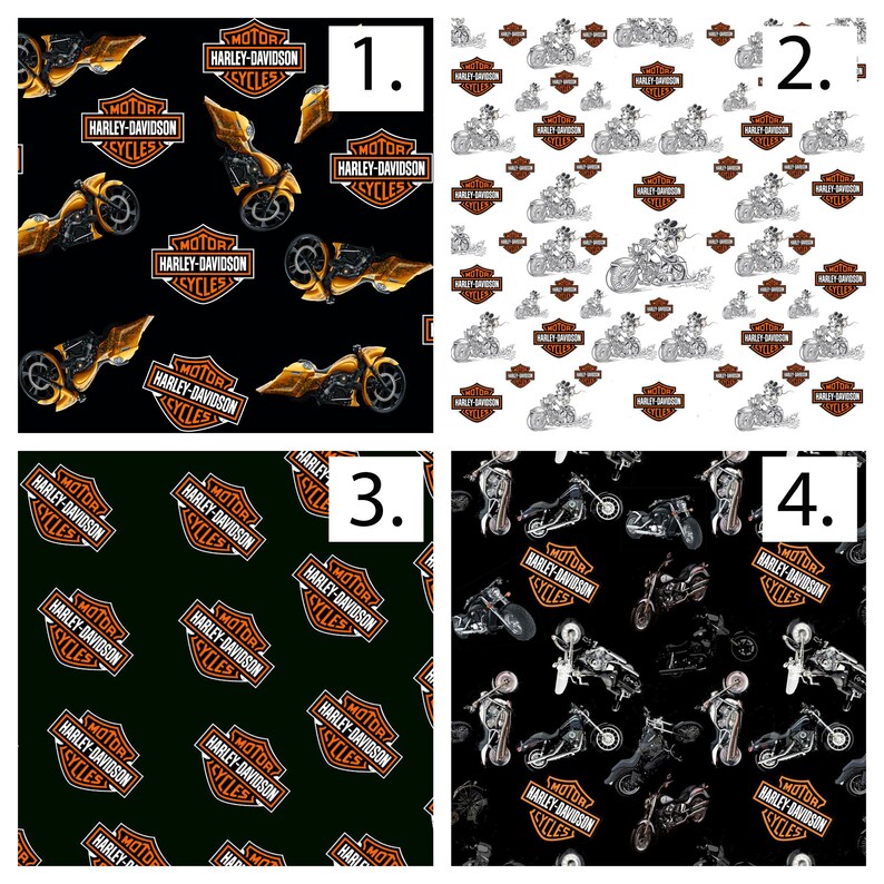 Harley Davidson Printed Cotton Fabric By The Yard Etsy