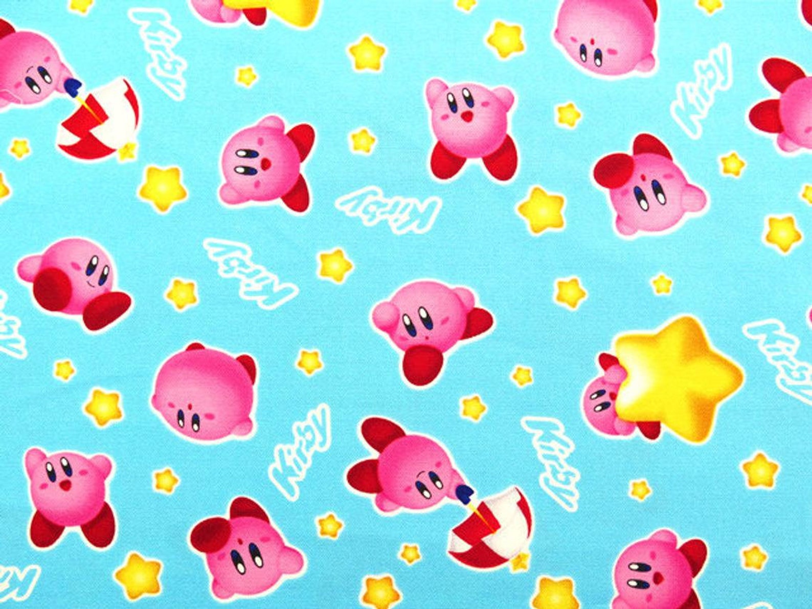Cute Kirby Printed Fabric By The Yard Etsy
