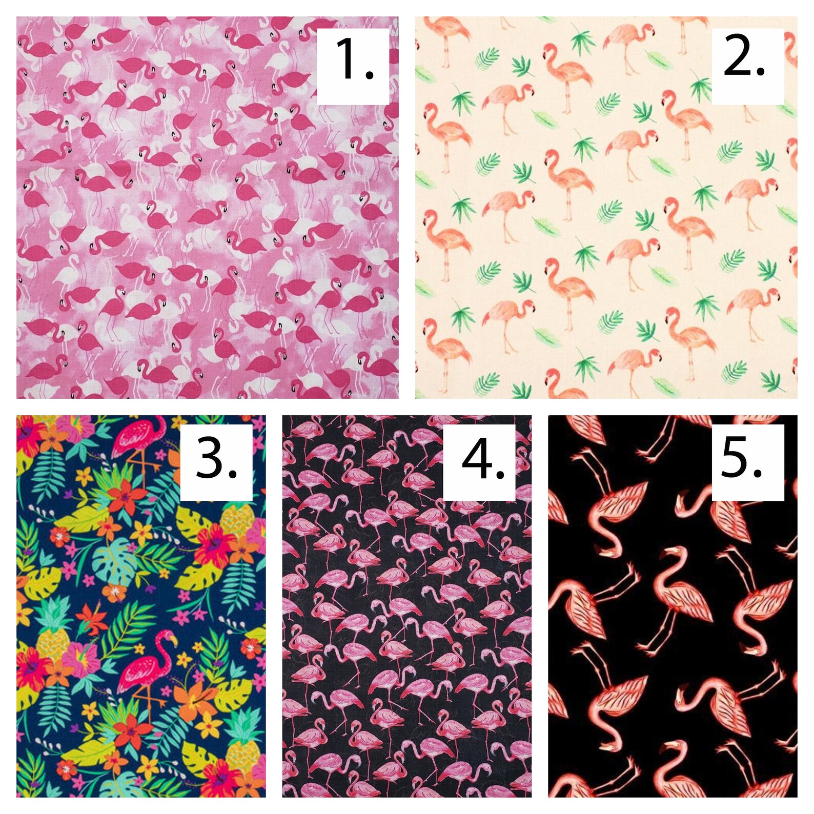 Flamingo Printed Cotton Fabric By The Yard Etsy