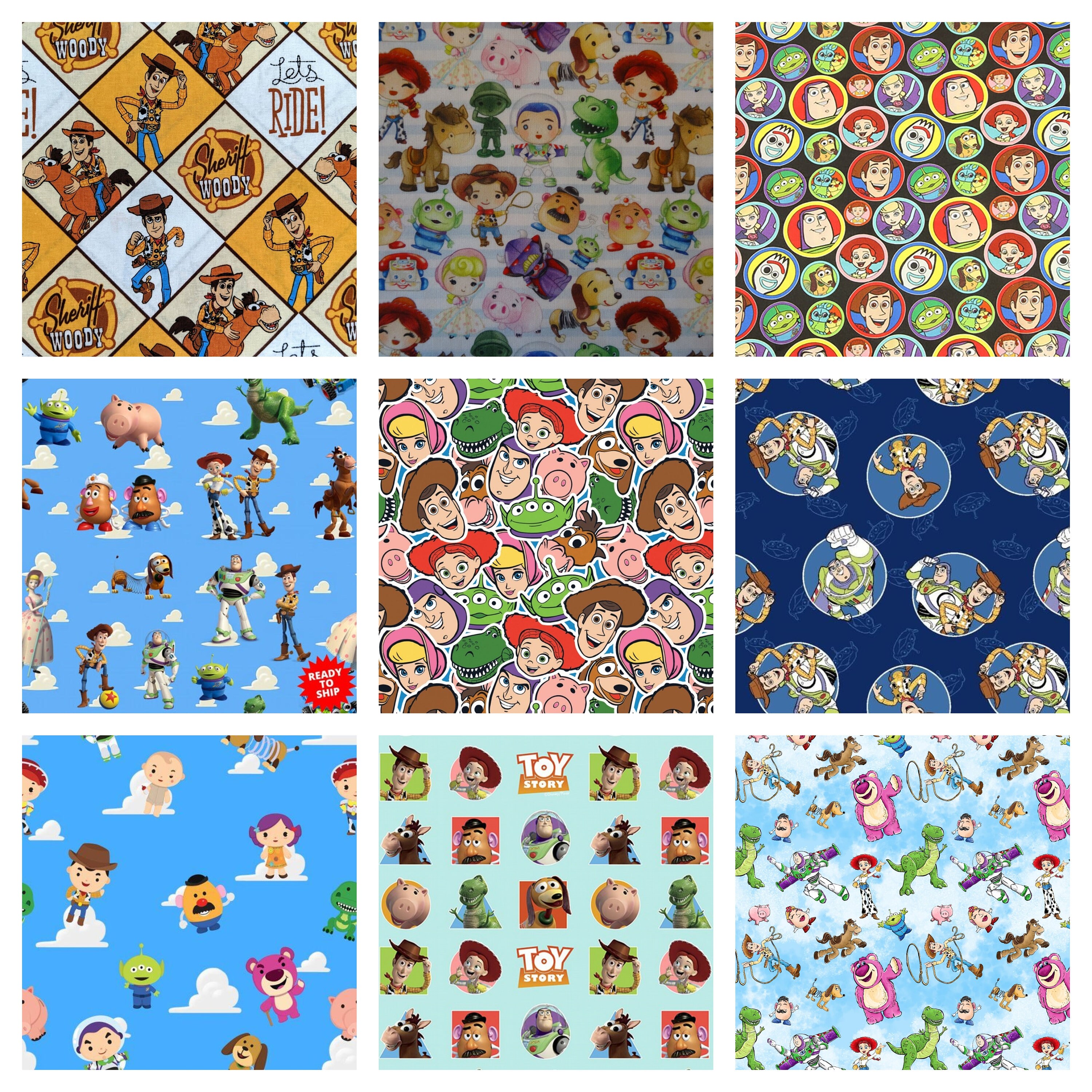 Toy Story Printed Cotton Fabric By The Yard Etsy