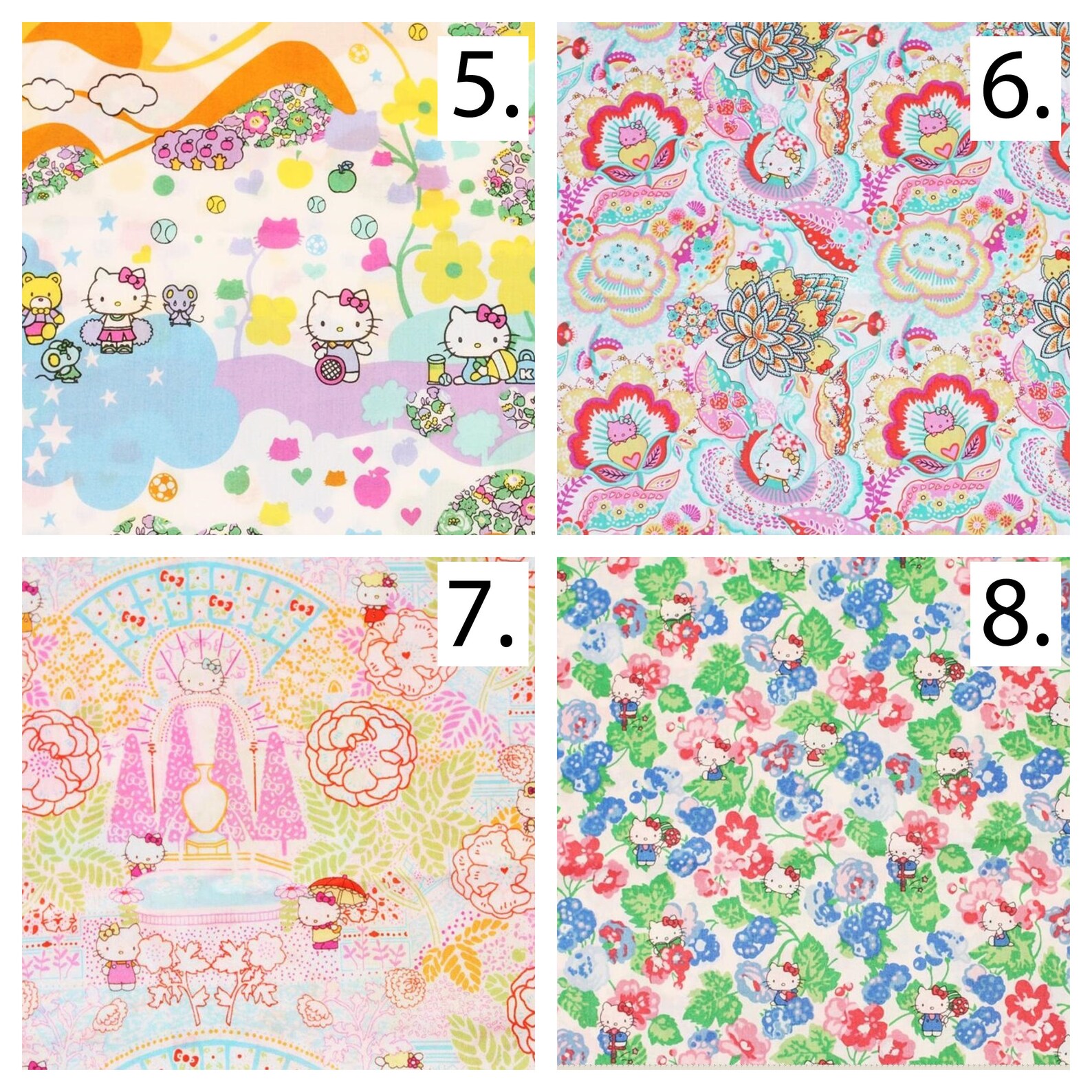 Hello Kitty Paisley Printed Cotton Fabric By The Yard Etsy