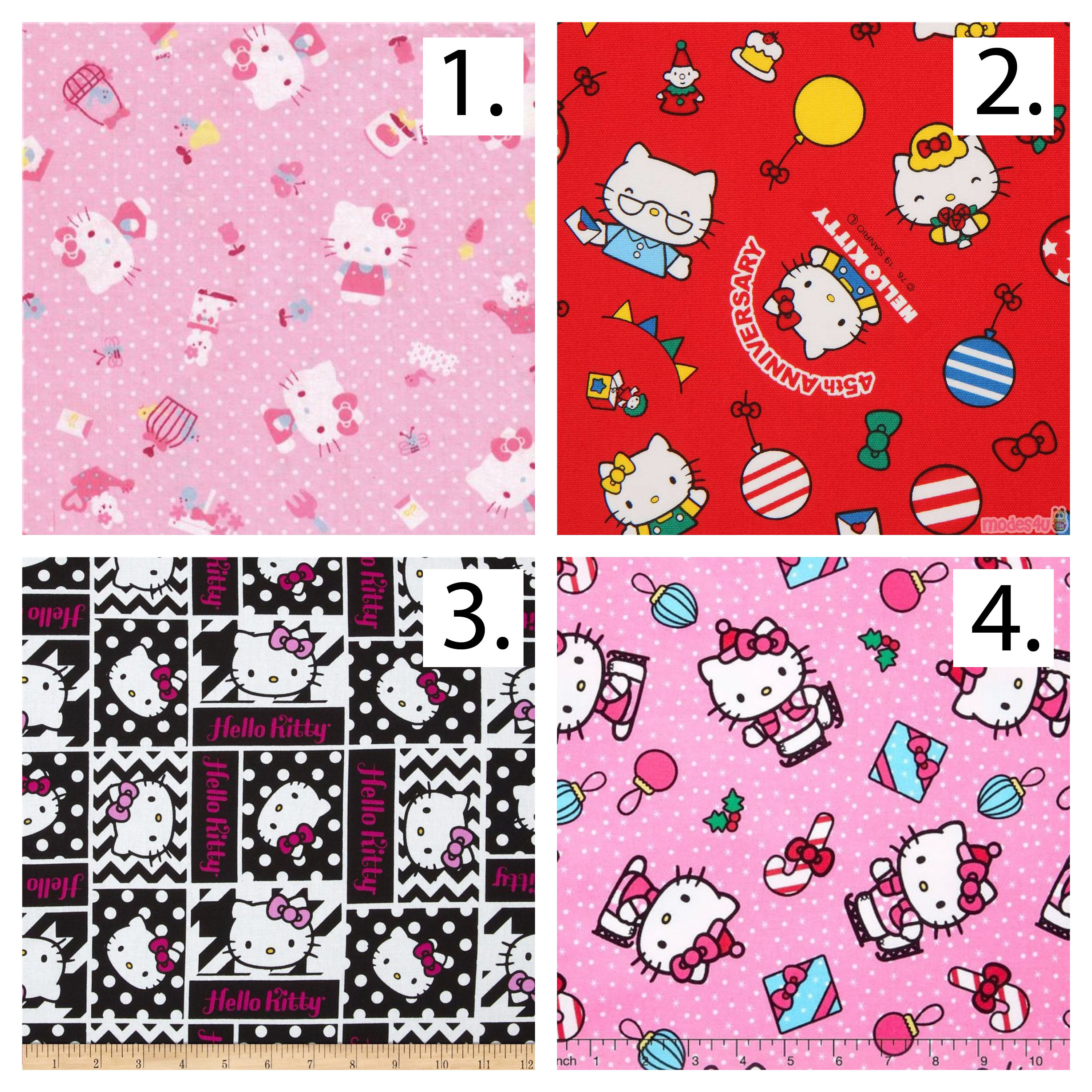 Hello Kitty Printed Cotton Fabric By The Yard Etsy