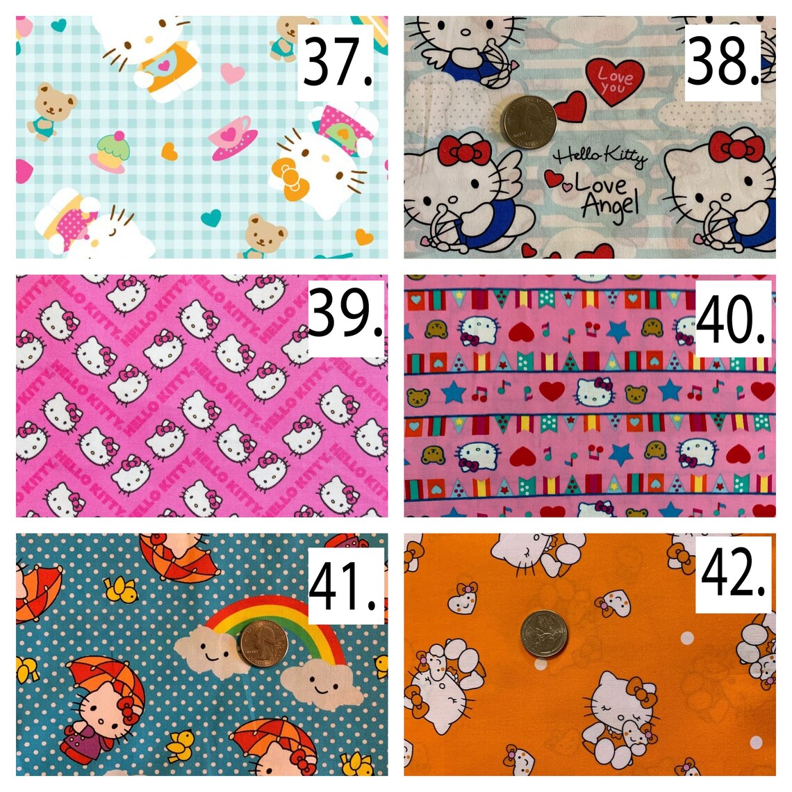 Hello Kitty Printed Cotton Fabric By The Yard Etsy