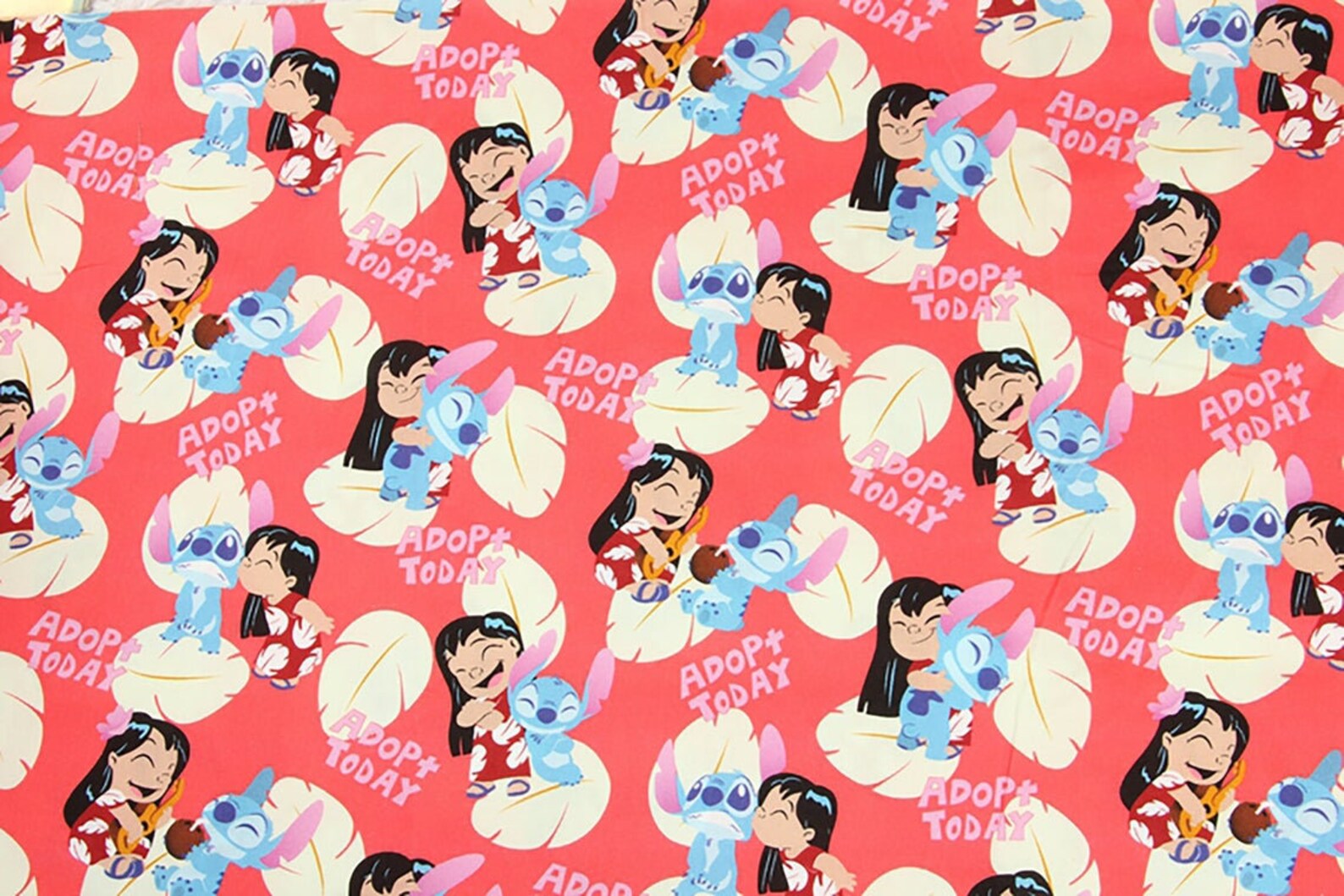 Lilo And Stitch Tropical Leaves Printed Cotton Fabric By The Etsy