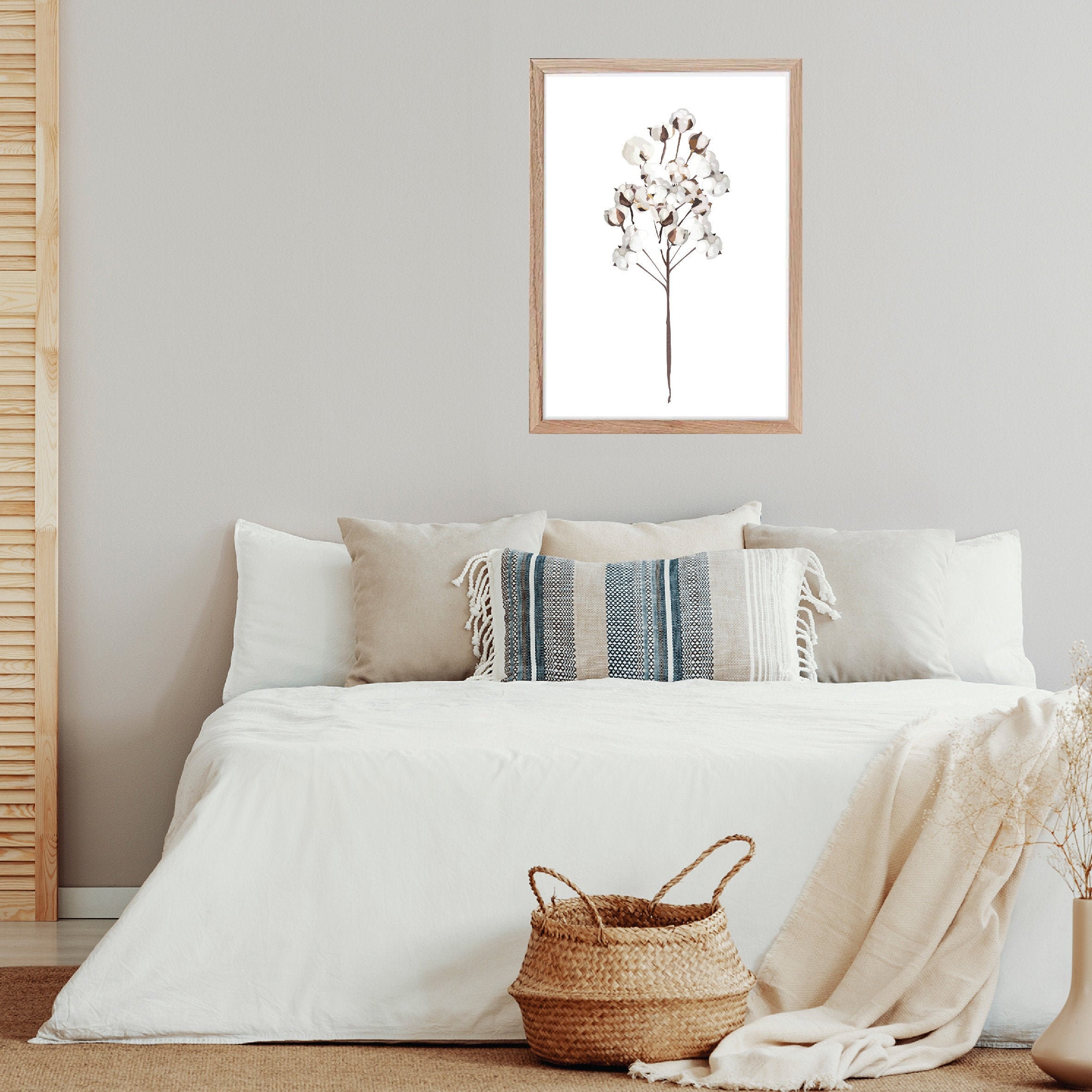 Baumwolle Blume druckbare Wandkunst Wohnzimmer Wand-Dekor | Etsy