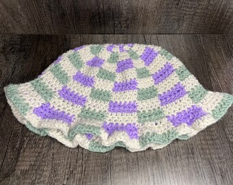 Kies je eigen kleuren - gehaakte vissershoed; Handgemaakte gingang/plaid gehaakte emmer hoed
