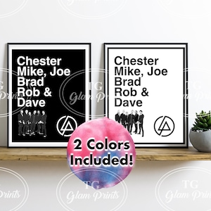 Linkin Park Band Member Poster | Minimalist Lineup Wall Art | Digital Download | 2 Color Options | Chester, Mike, Joe, Brad, Rob & Dave