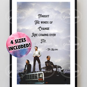The Killers Inspired Poster | Winds of Change Lyric Print | Minimalist Band Art | Retro Car Scene | Digital Download