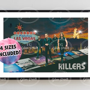 The Killers Vegas Rock Band Inspired Digital Wall Art | Neon Album Collage | 4 Sizes Included | Instant Download