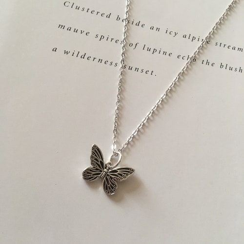 Amethyst Butterfly Necklace Sterling Silver Butterfly Etsy