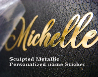 Personalized name Sticker| Customize Sculpted Metallic Stickers | Raised Stickers |Transfer Sticker| Metal Stickers | Planners and Notebooks