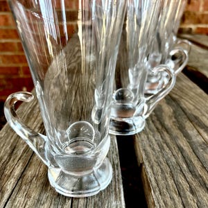 Set of 4 Vintage Aderia Frosted Bottom Glass Irish Coffee Mugs, Petal/Flower Bottom Footed Aderia Mugs