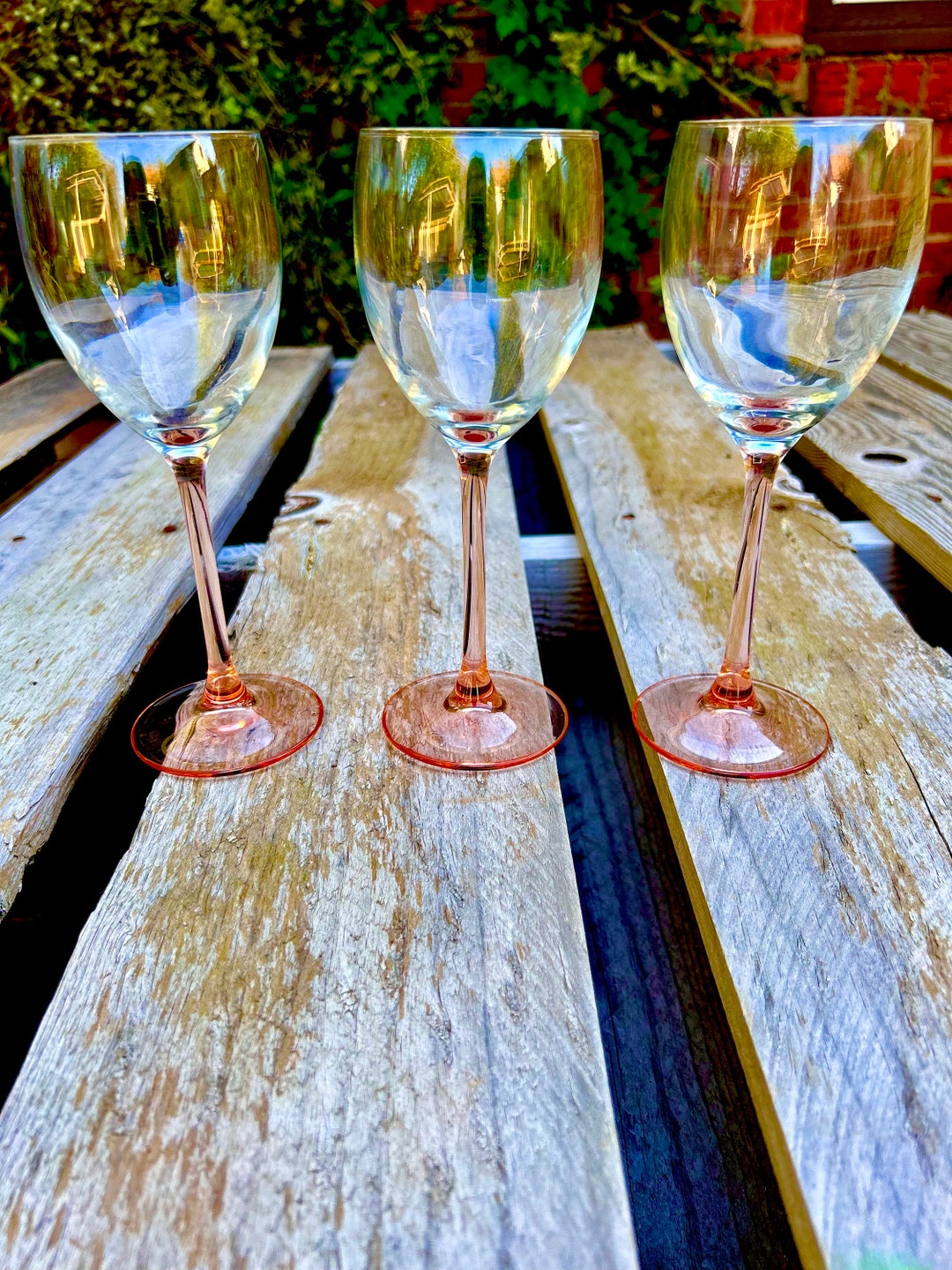 Luminarc Cristal D’arques France Pink Stemmed Wine Glass Set of 3 ...