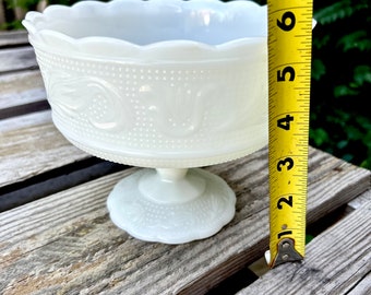 Milk Glass E.O. Brody Co Cleveland Scalloped Edge Pedestal Compote Bowl